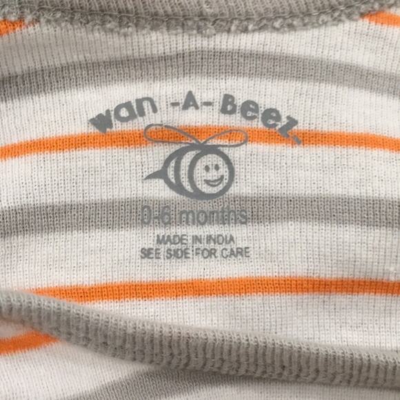 Wan-A-Beez Baby 0-6M Striped Sleep Gown Pajama Sleeper 100% Cotton - Picture 4 of 8